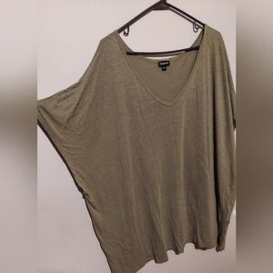 Torrid Linen Blend Top 6X Green Flowy Dolman Sleeve Beach Goblin Boho Coastal